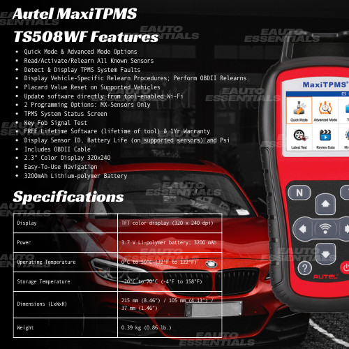 2025 AutelMaxiTPMS TS508WF Programming/Relearn/Activation/Reseat/Diagnostic Tool