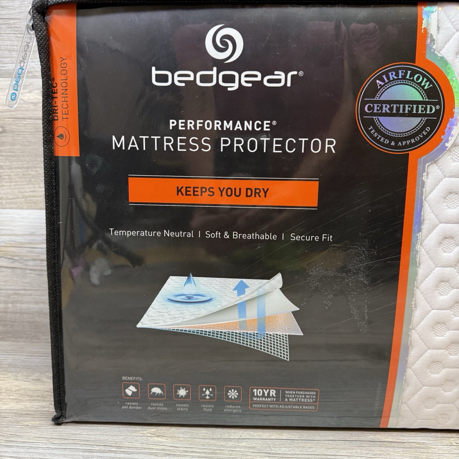 Bedgear Split Cal King Mattress Protector Dri-Tec Airflow Performance 36x84 in.