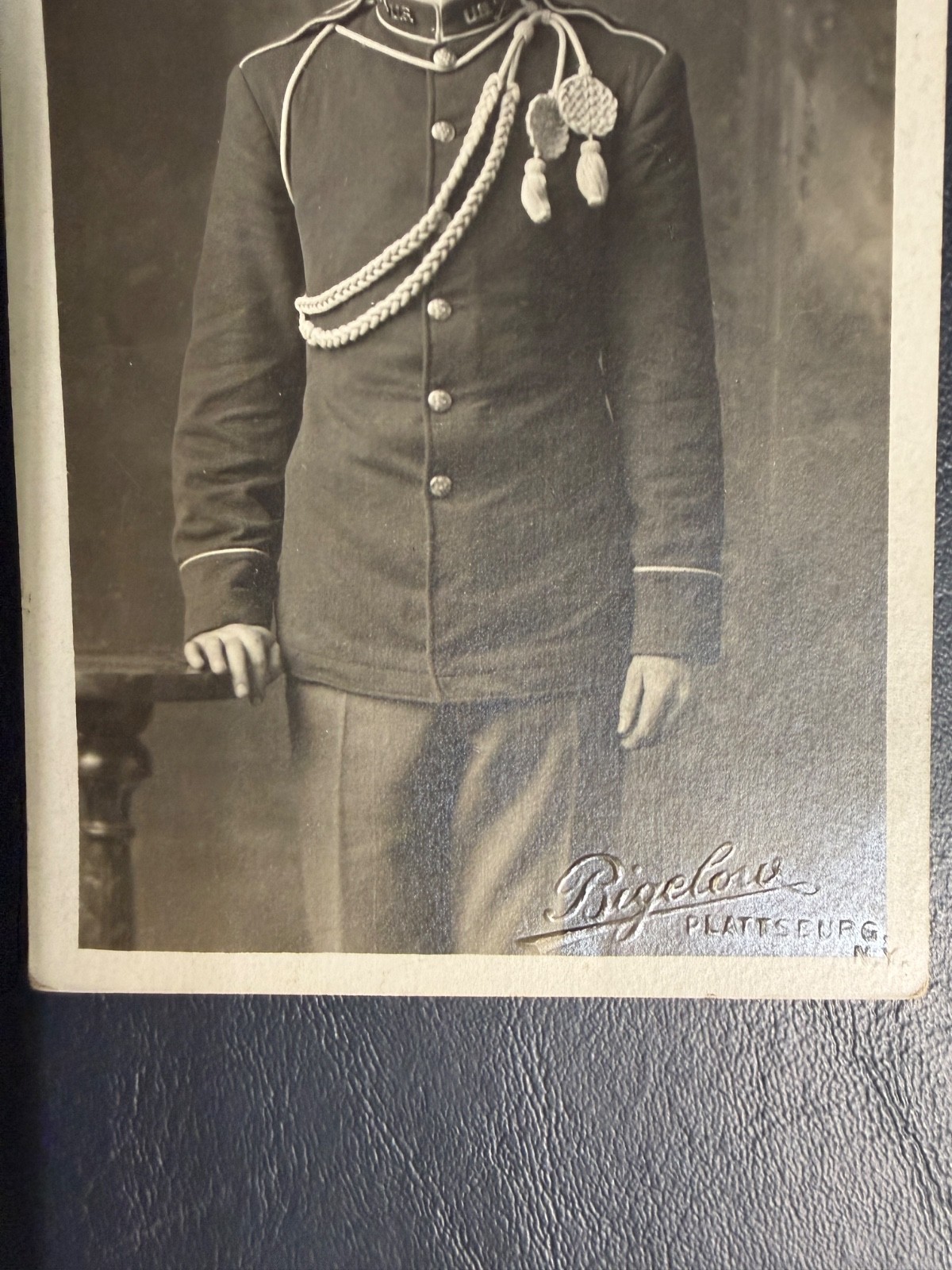 RPPC WWI Era Soldier Military Uniform Photo Postcard Bigelow Plattsburg NY Vinta