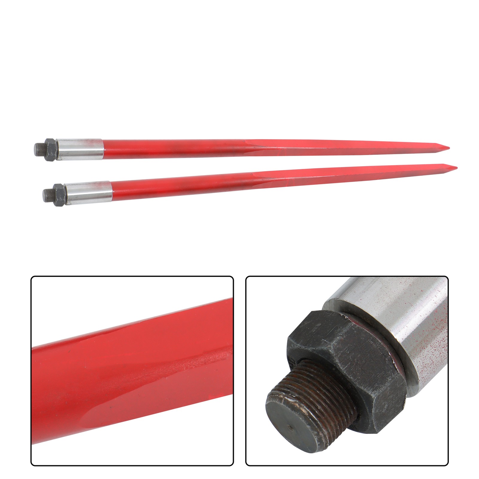 Hay Bale Spear 49" 4500 lbs Capacity 2Pcs Spike Fork For Tractors Loaders Red