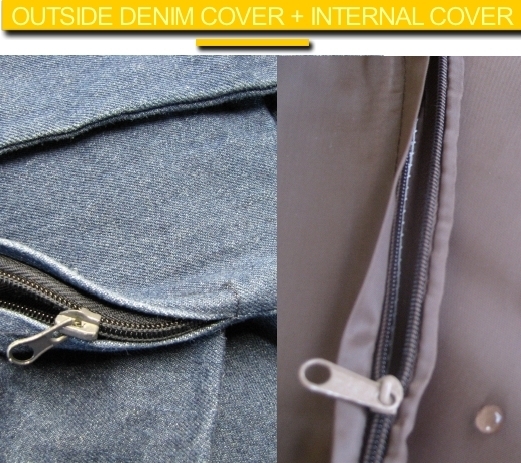 DENIM COVER + INTERNAL WATERPROOF DUVET CASE FOR DOG PET BED PILLOW SMALL LARGE