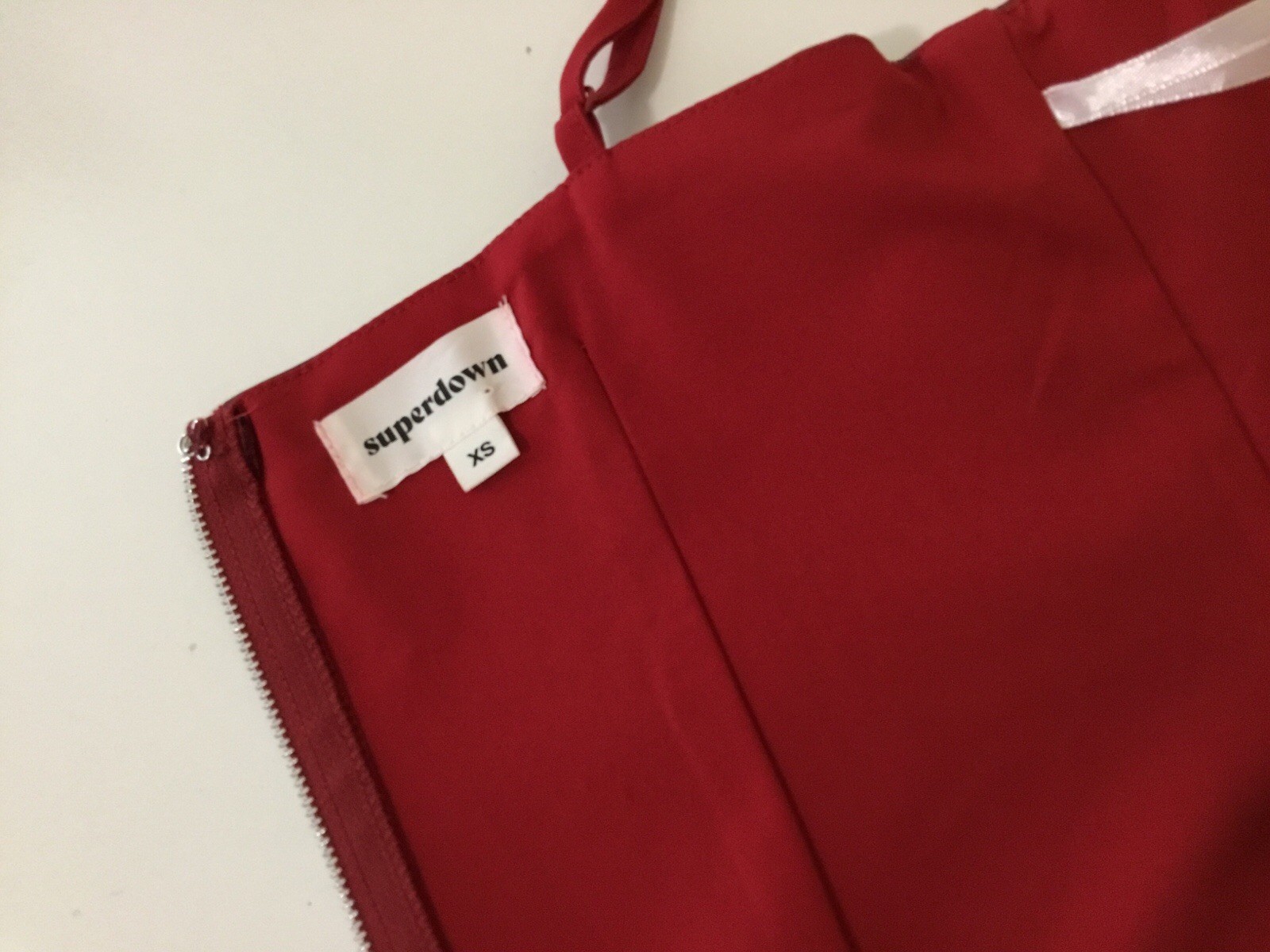 Superdown Red Faux Leather Corset top Zip Back Adjustable Strap EUC