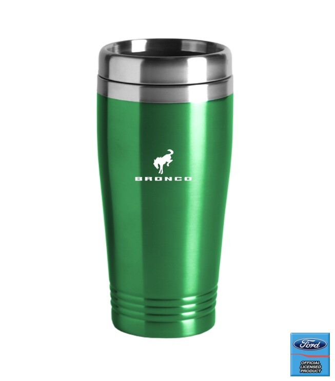 Green Stainless Travel Coffee Mug Tumbler w/ 2021 2022 Ford Bronco Logo