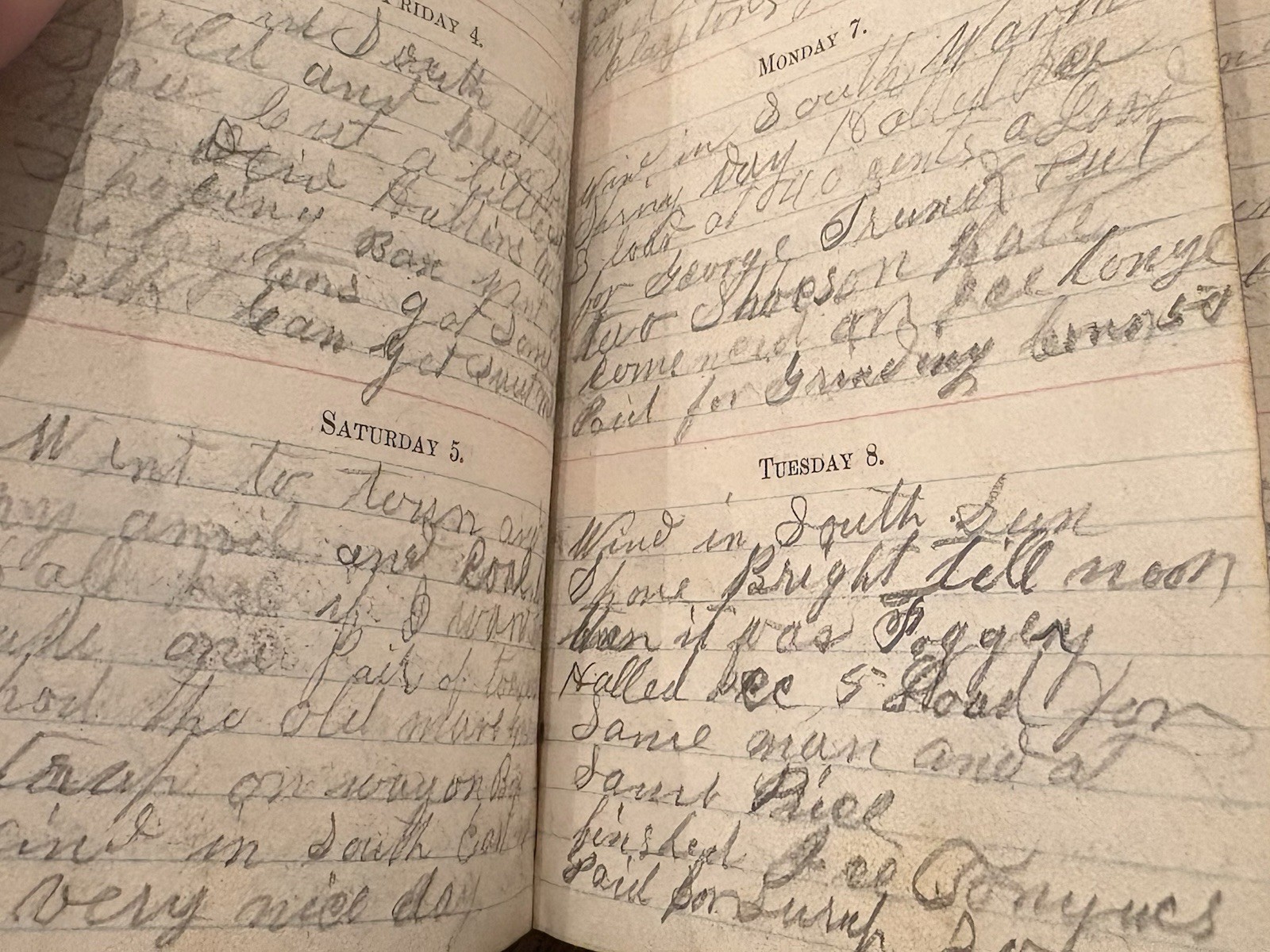 Excelsior Diary 1876 Hand Written Leather Rare Original