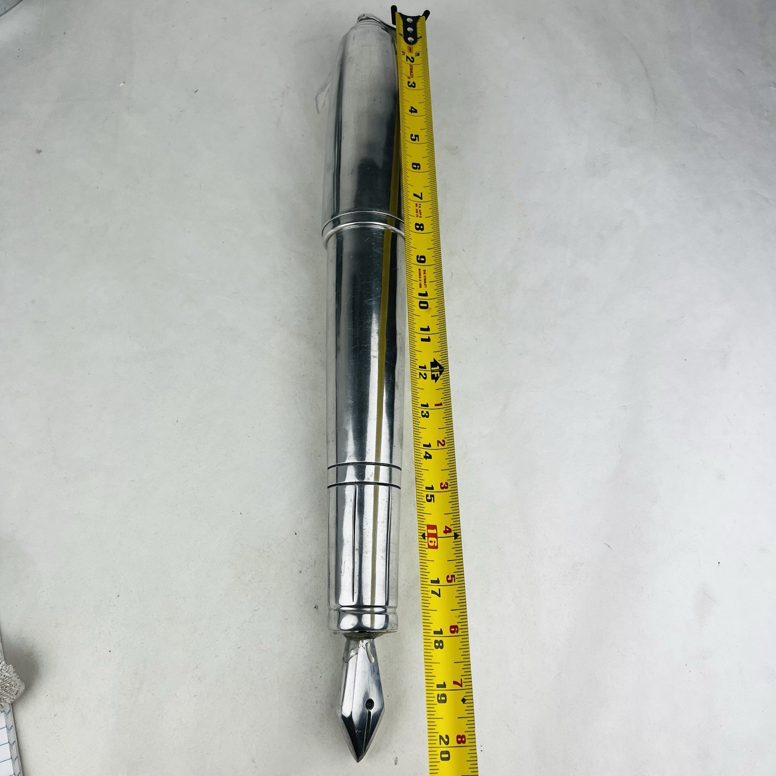 Vintage Oversized Aluminum Fountain Pen Store Display 20.5 Inch