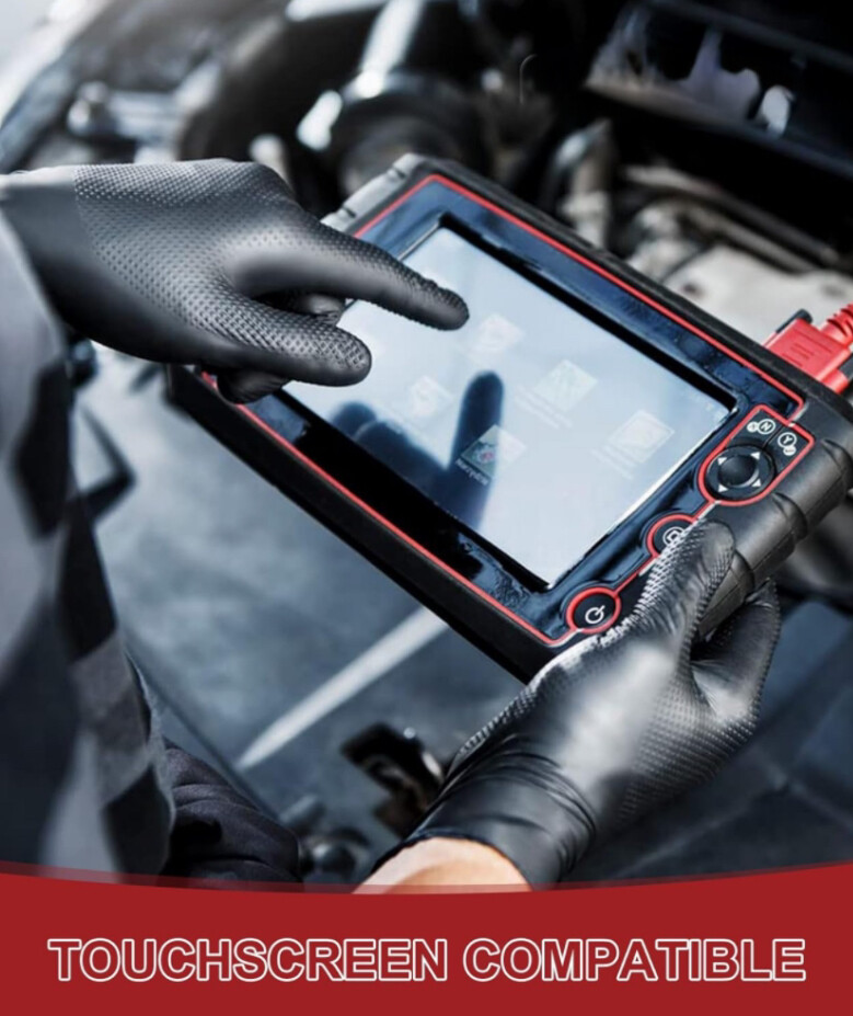 Black/Orange Nitrile Disposable Gloves 6 Mil Raised Diamond Texture | Fast Ship