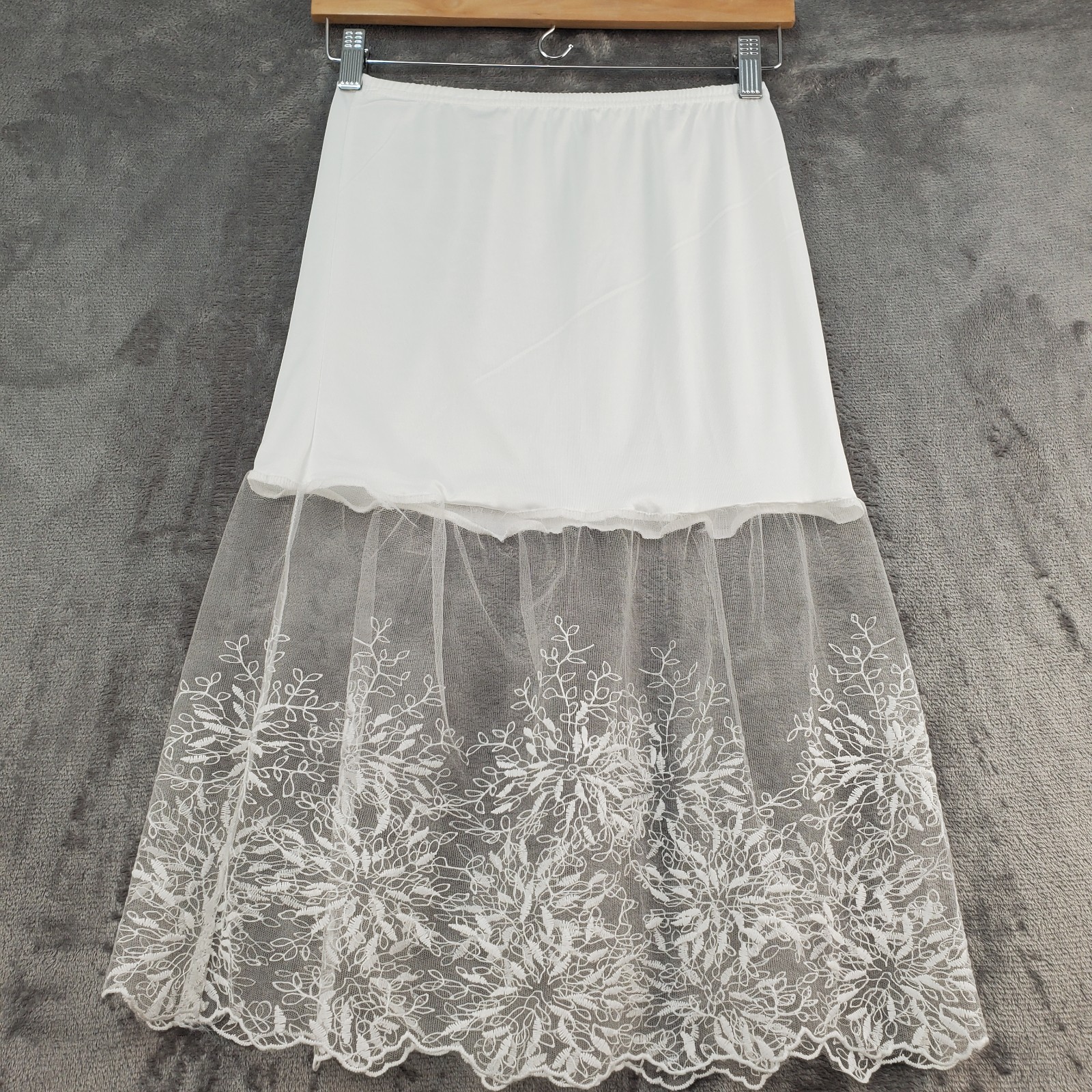 Womens S Lace Skirt Petticoat Half Slip Dainty Splice Floral Formal Underskirt