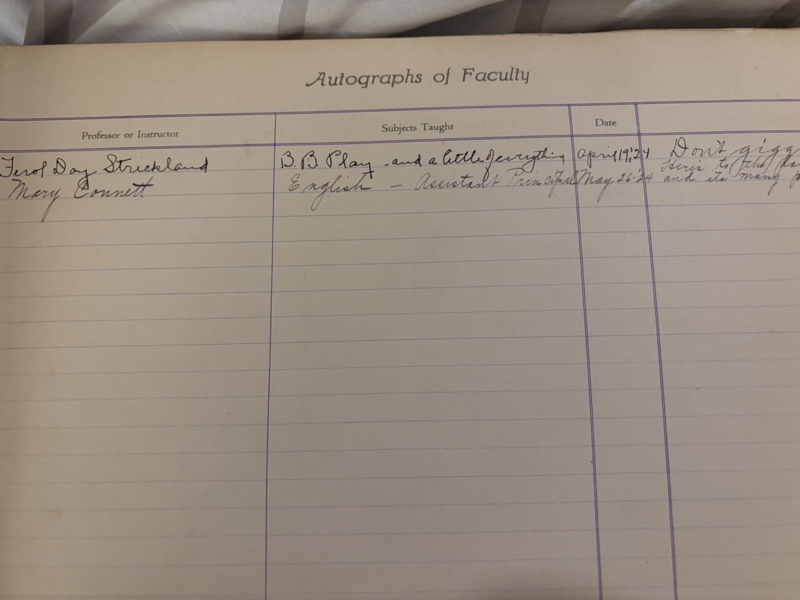 Antique 1923/24 High School Memories Scrapbook Felt Letter Invitations Playbill