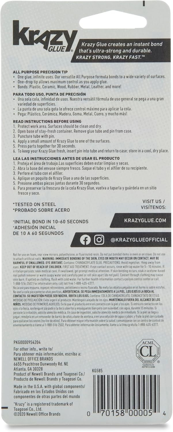 Krazy Glue Original All-Purpose Instant Adhesive – 3 Pack