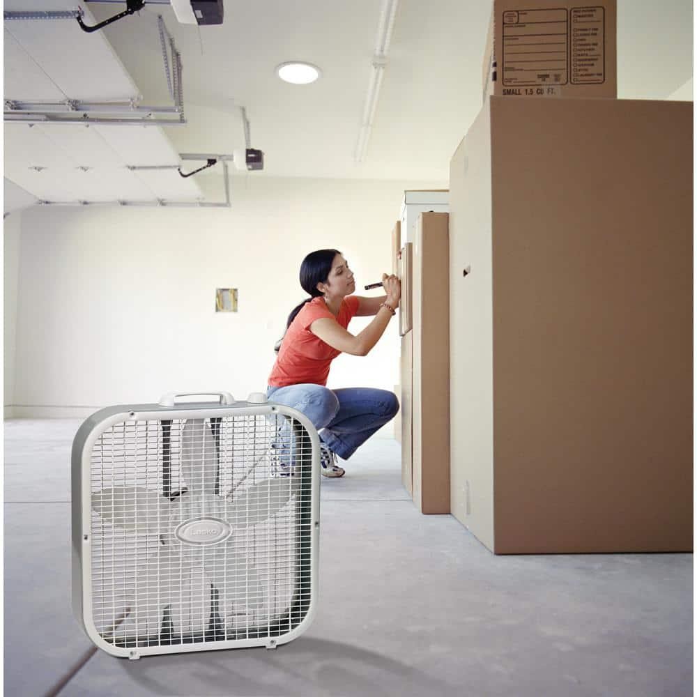 Lasko 20" Classic Box Fan with Weather-Resistant Motor, 3 Speeds - White