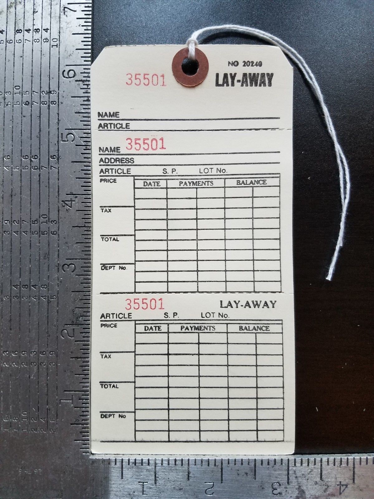 500 Layaway Tags 3 Part Reinforced String Price Manila Strung Lay Away Perforate