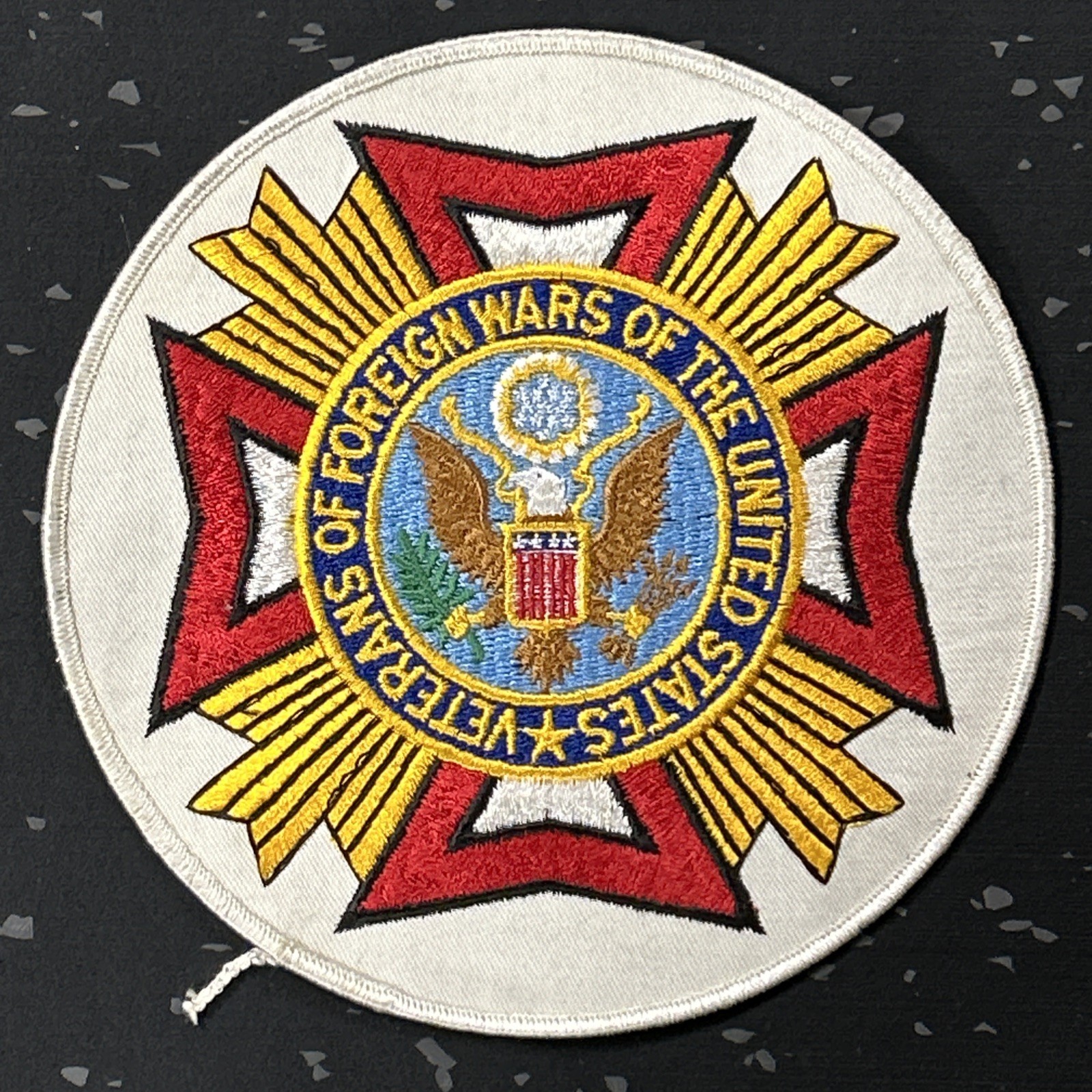 Veterans of Foreign Wars VFW Embroidered White 7” Round Patch