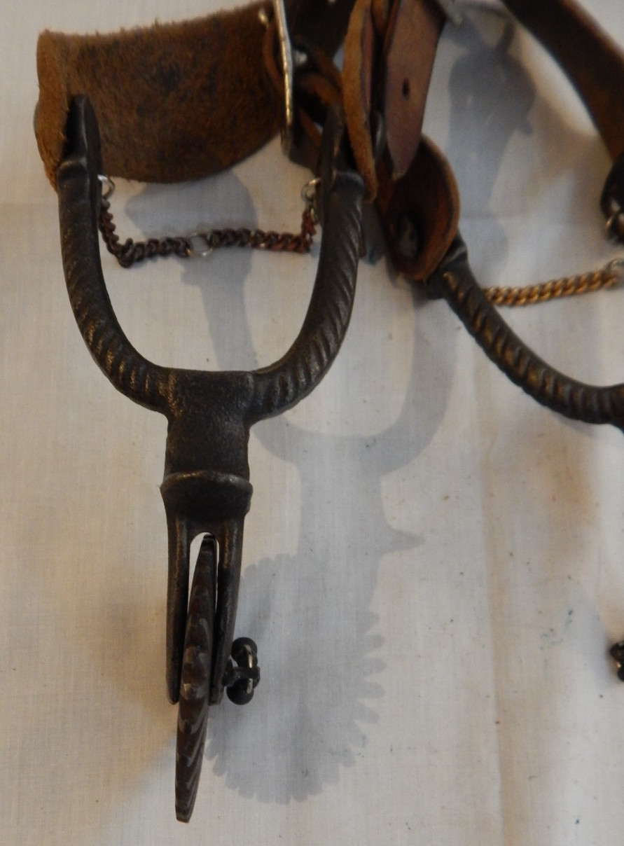 Vintage Cast Iron Large Rowel Western Cowboy Spurs - 108