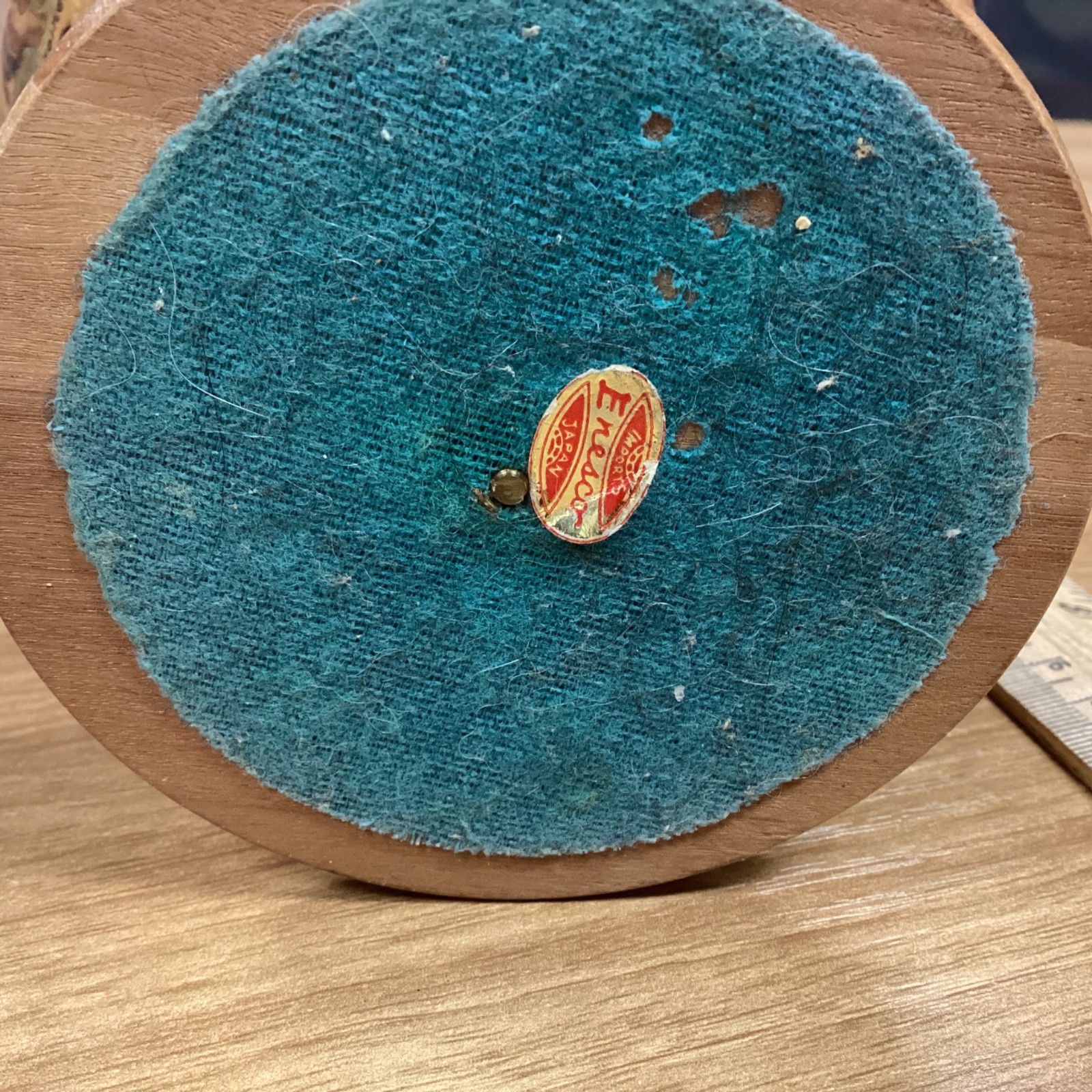 Vintage Wooden Earth Globe Pencil Pen Holder 4.5" Tall Desk Accessory