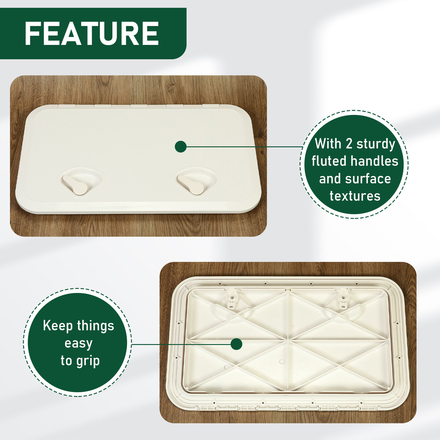 White Marine Boat Deck Hatch Lid 24" X 14" 180 Hinge Strong Recessed Handle