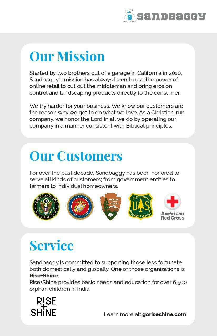 Sandbaggy 10 FT Wide Landscape Fabric | 40 Yr Fabric | Ground Cover Weed Barrier