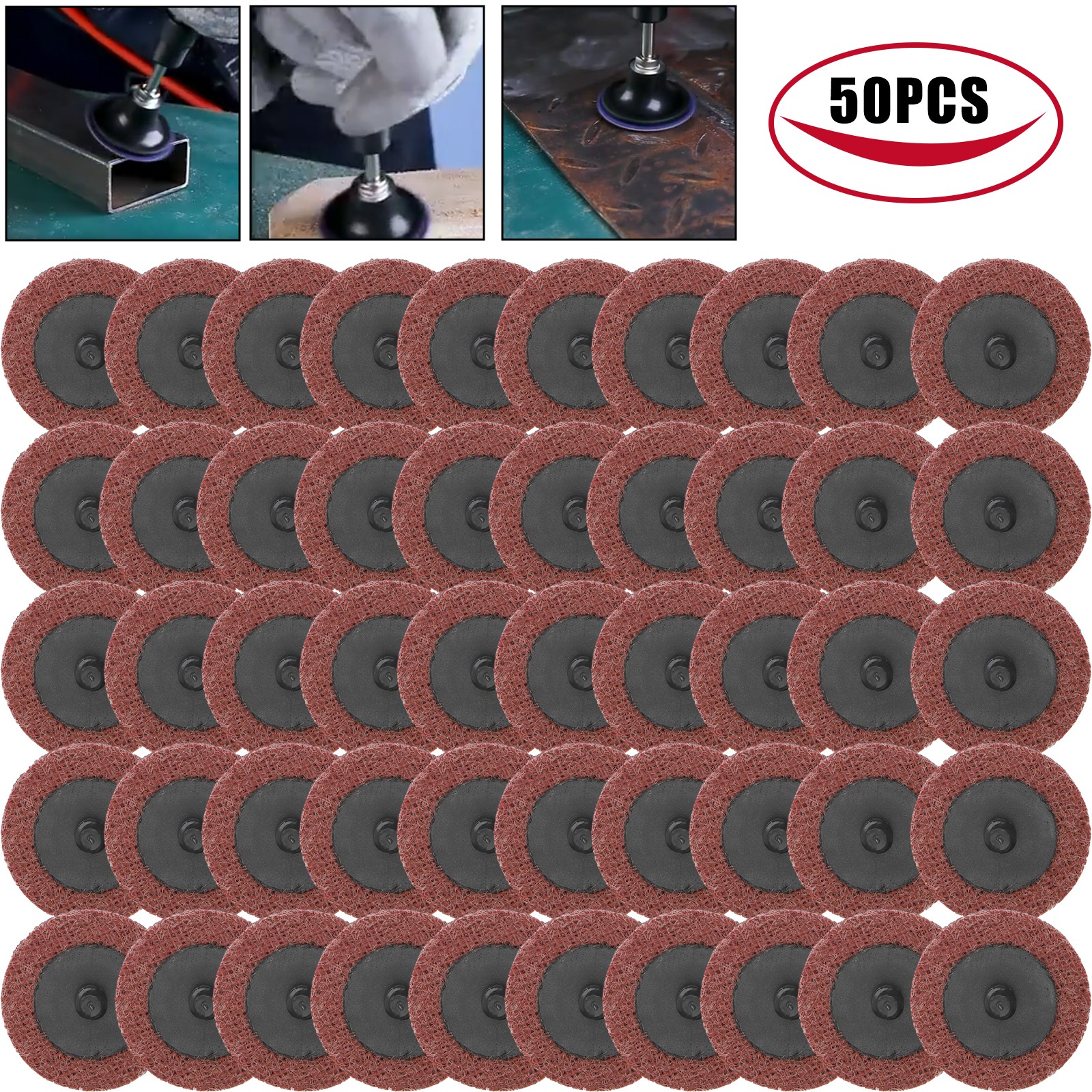 50Pc 2" Medium Roloc Scotch Pads Roll Lock Surface Sanding Disc US
