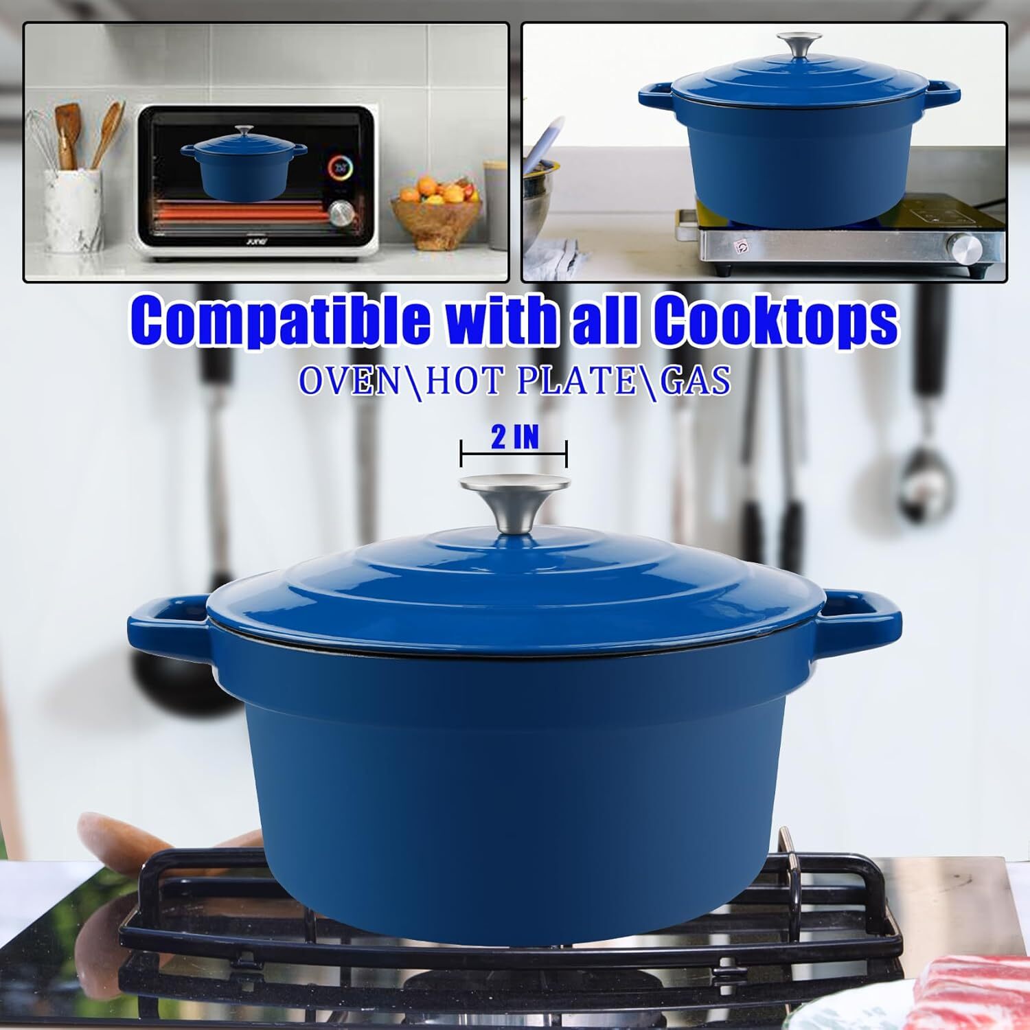 7QT Enameled Cast Iron Oven with Lid, Non-Stick Ceramic Dutch Oven Cooking Pan