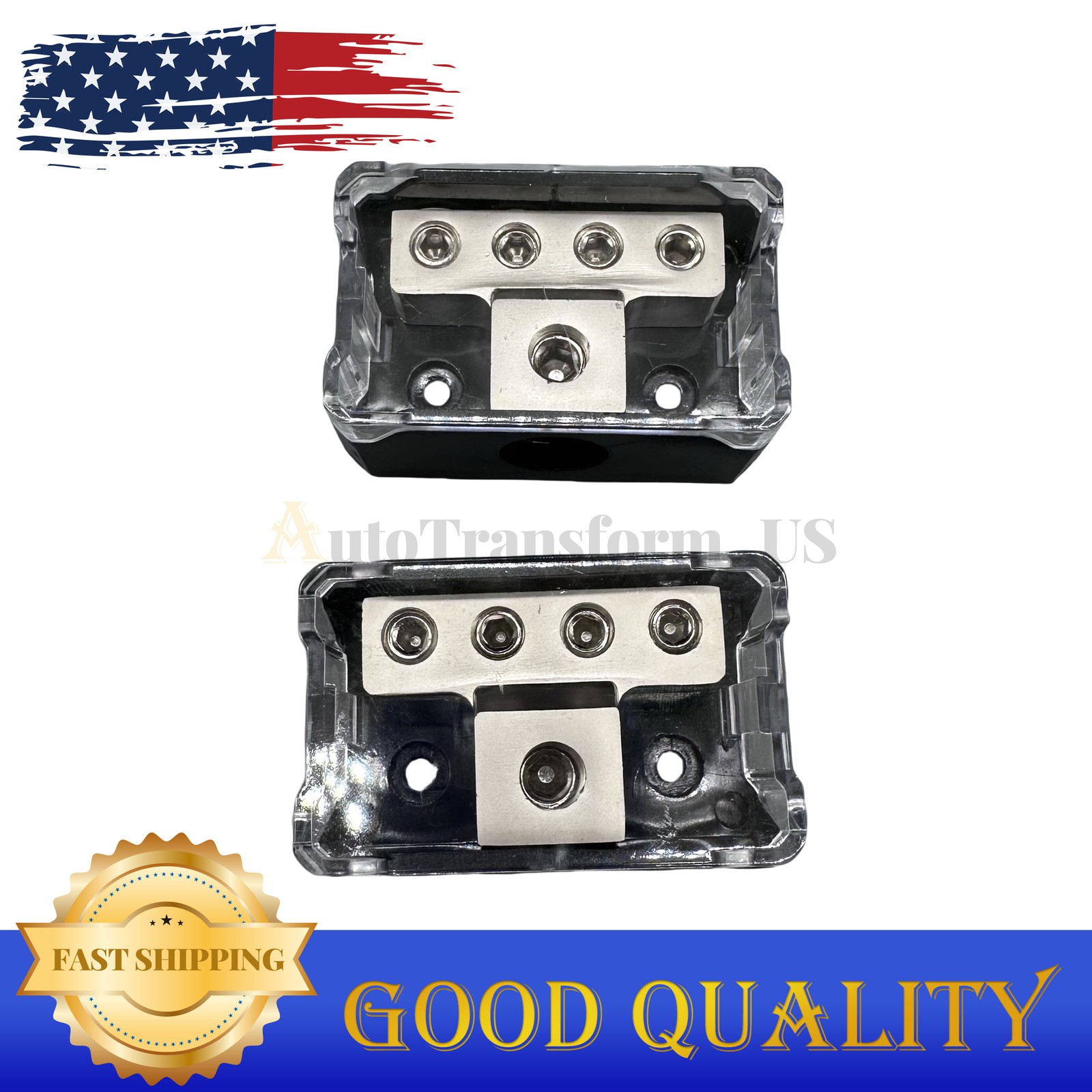 2x Power Ground Amp Distribution Block 0/2/4 Gauge Input 4/8/10 Gauge Output US