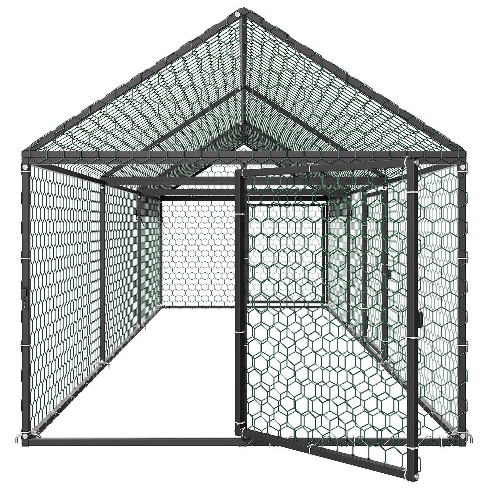 Uimoso Metal Chicken Coop with Cover for 6-8 Chickens,3.3x9.8x3.3ft Poultry Cage