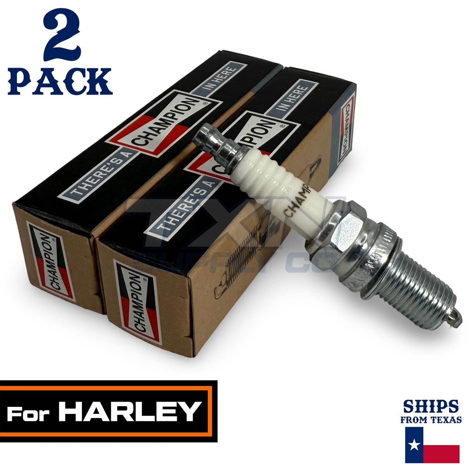 2 Pack Champion Spark Plug - For XLH 1200 Sportster Harley-Davidson