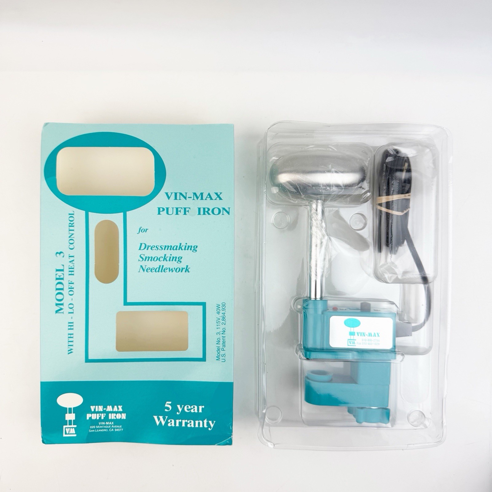Vin-Max Puff Iron Model 3 Dressmaking Smocking Needlework New Box