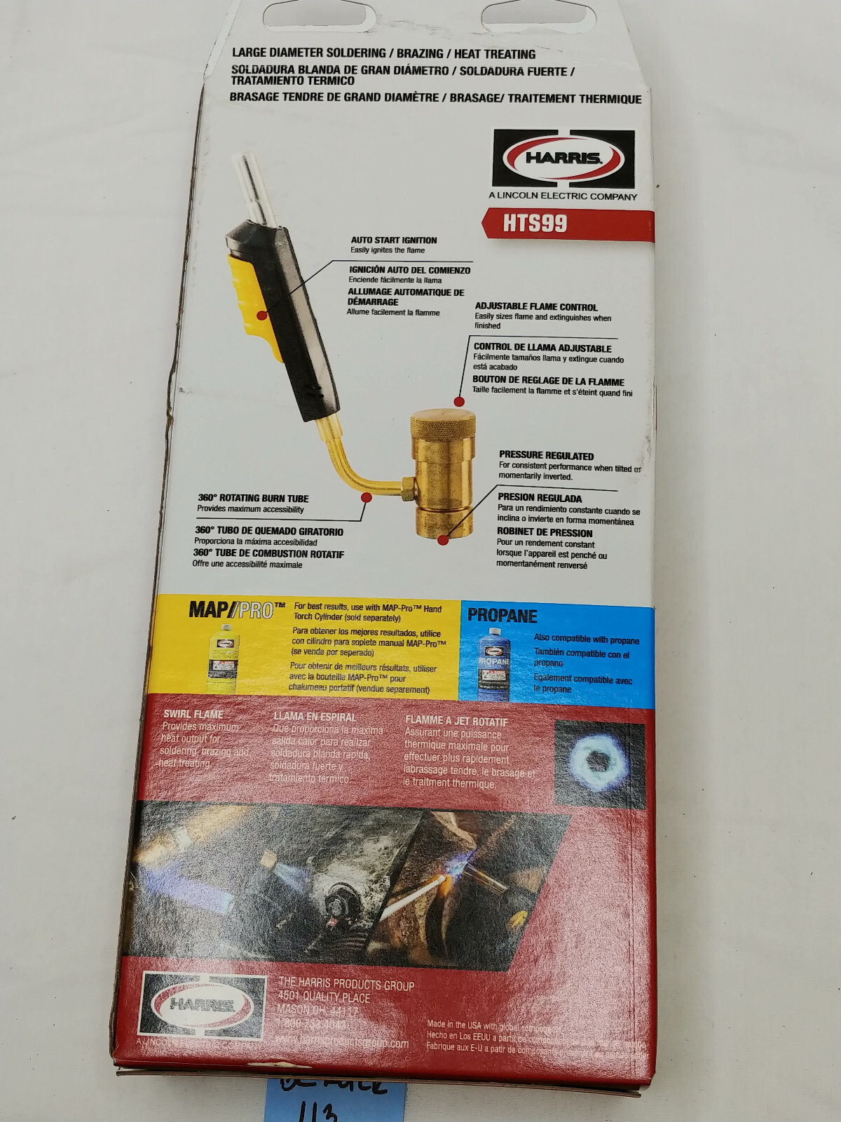 Harris HTS99 Single Auto-Ignite Swivel Air Fuel Hand Torch, MAP-Pro gas/Propane