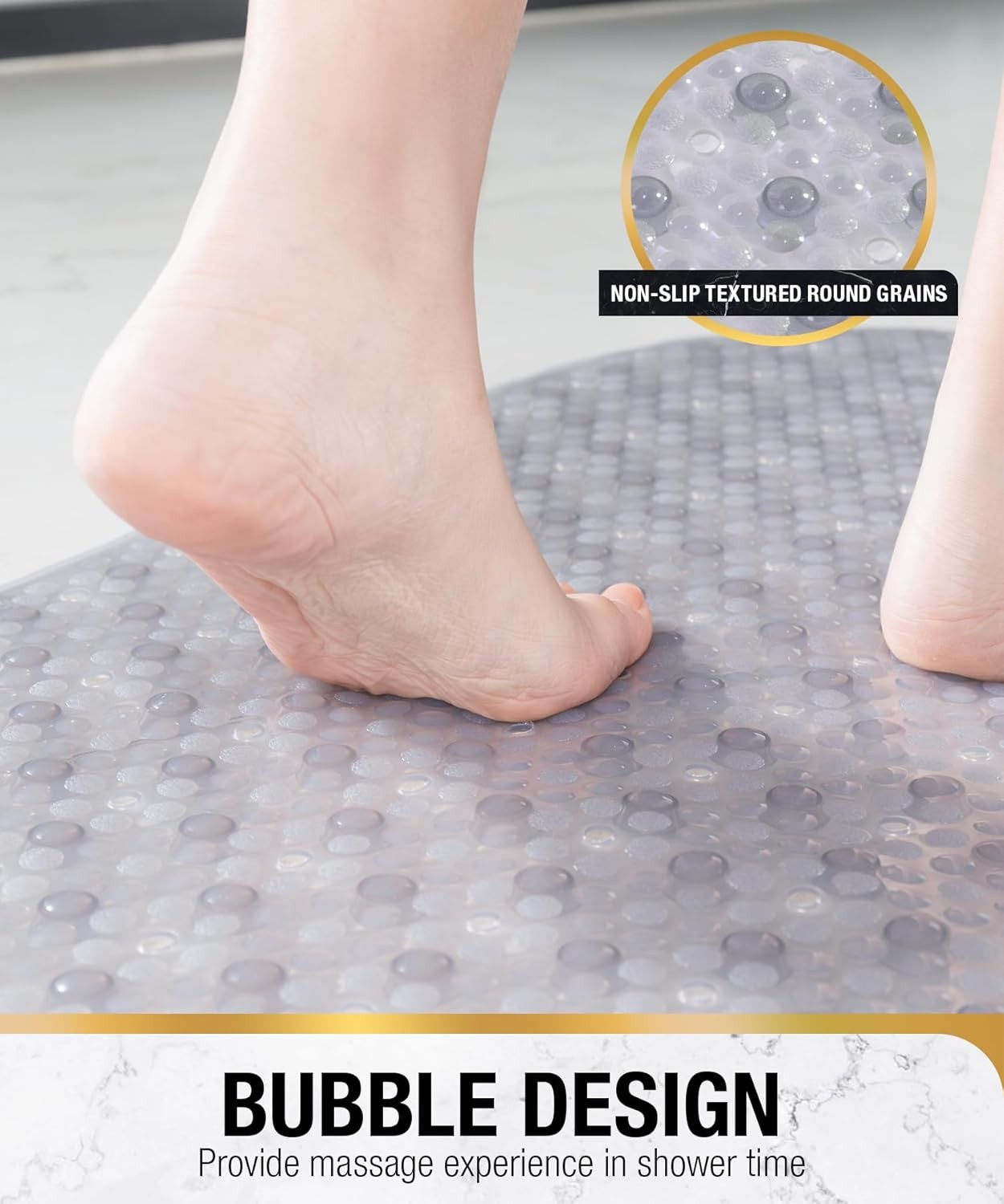 Oval Bathtub Mat Non Slip, 27x15 Inch Bubble Bath Tub Mat for Bathroom, Machine