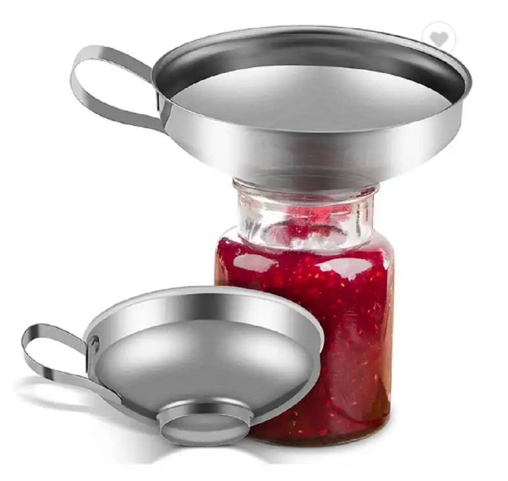 2-Piece Stainless Steel Canning Funnel Set for Mason Jars - Wide Mouth Funnel