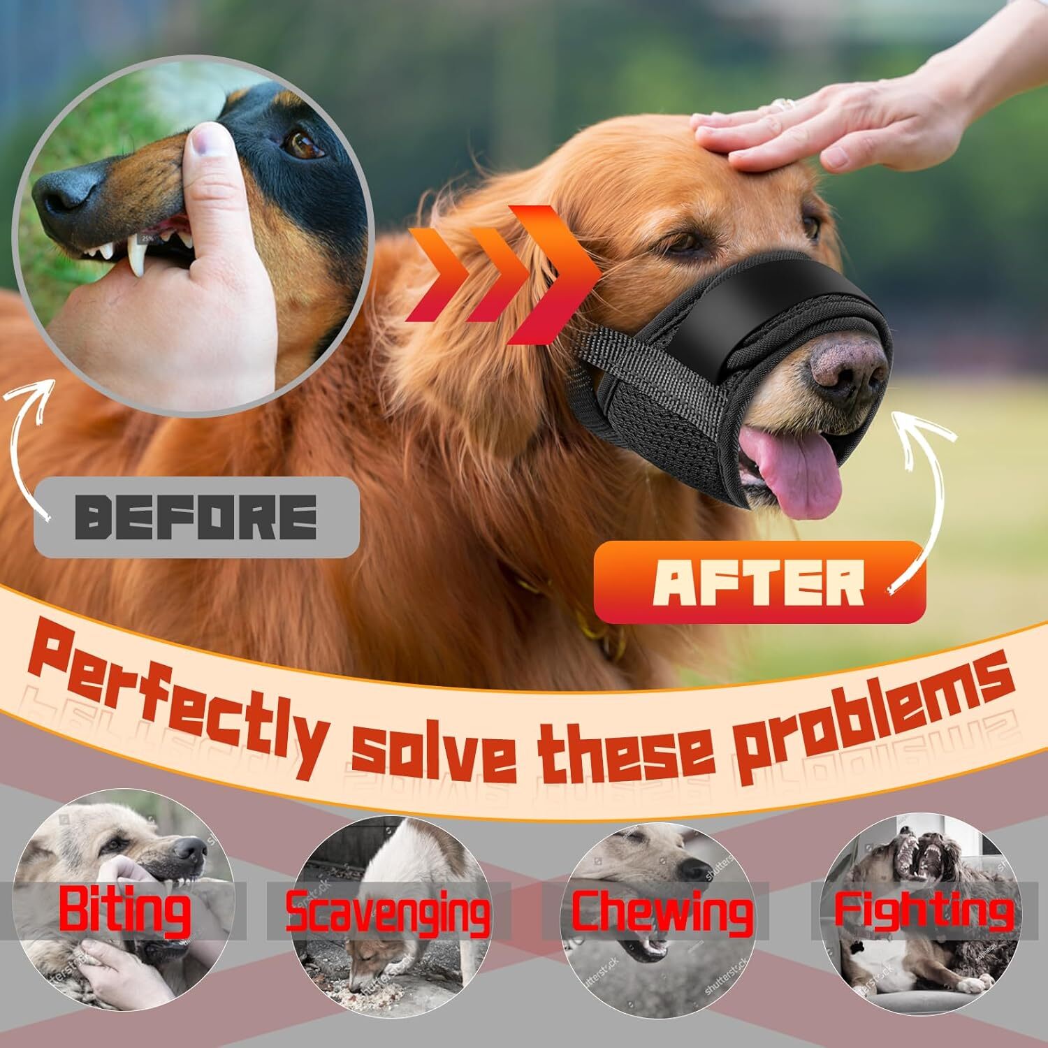 Dog Muzzle Soft No Barking Adjustable Mesh Muzzles Dogs Anti Chewing Breathable