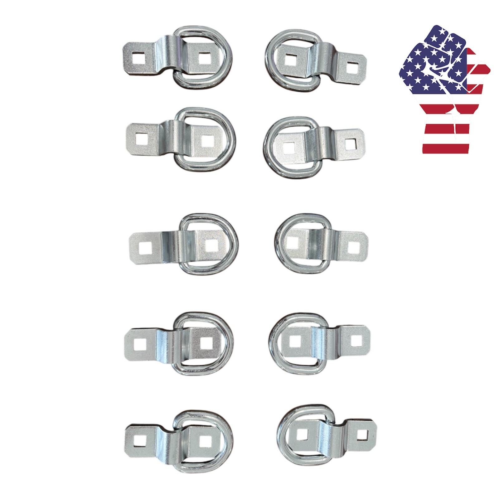3/8" D Ring Tie-Down 10-Pack Heavy Duty Strap Anchor Truck Trailer USA Company