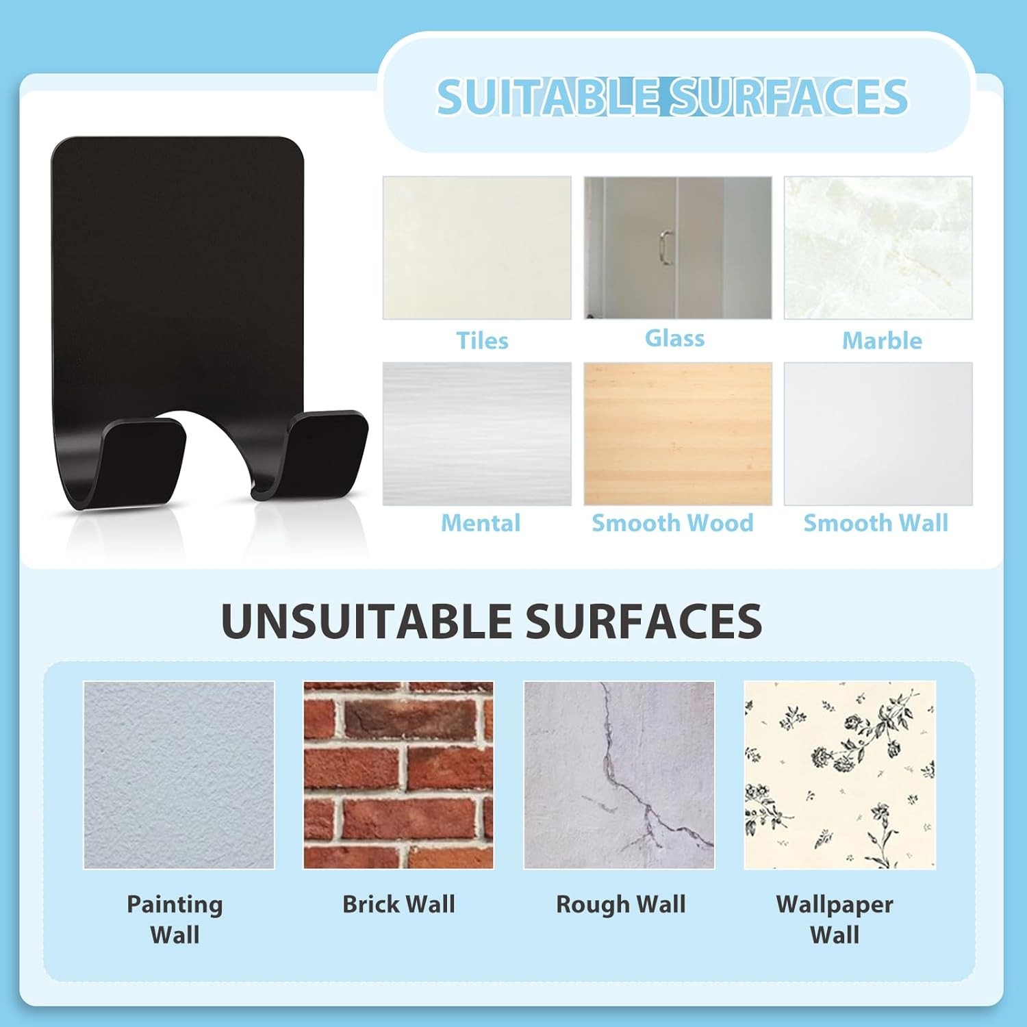 VIS'V Shower Wall Razor Holder, Metal Adhesive Razor Hooks for His and Hers, Wat