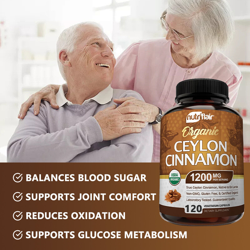 Organic Ceylon Cinnamon Capsules 1200mg - Maximum blood sugar support-120caps