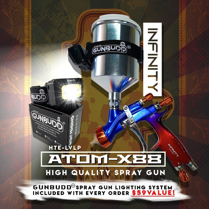 Professional ATOM X88 INFINITY Spray Gun – Dual 1.3/1.4mm Tips Auto Body Paint!