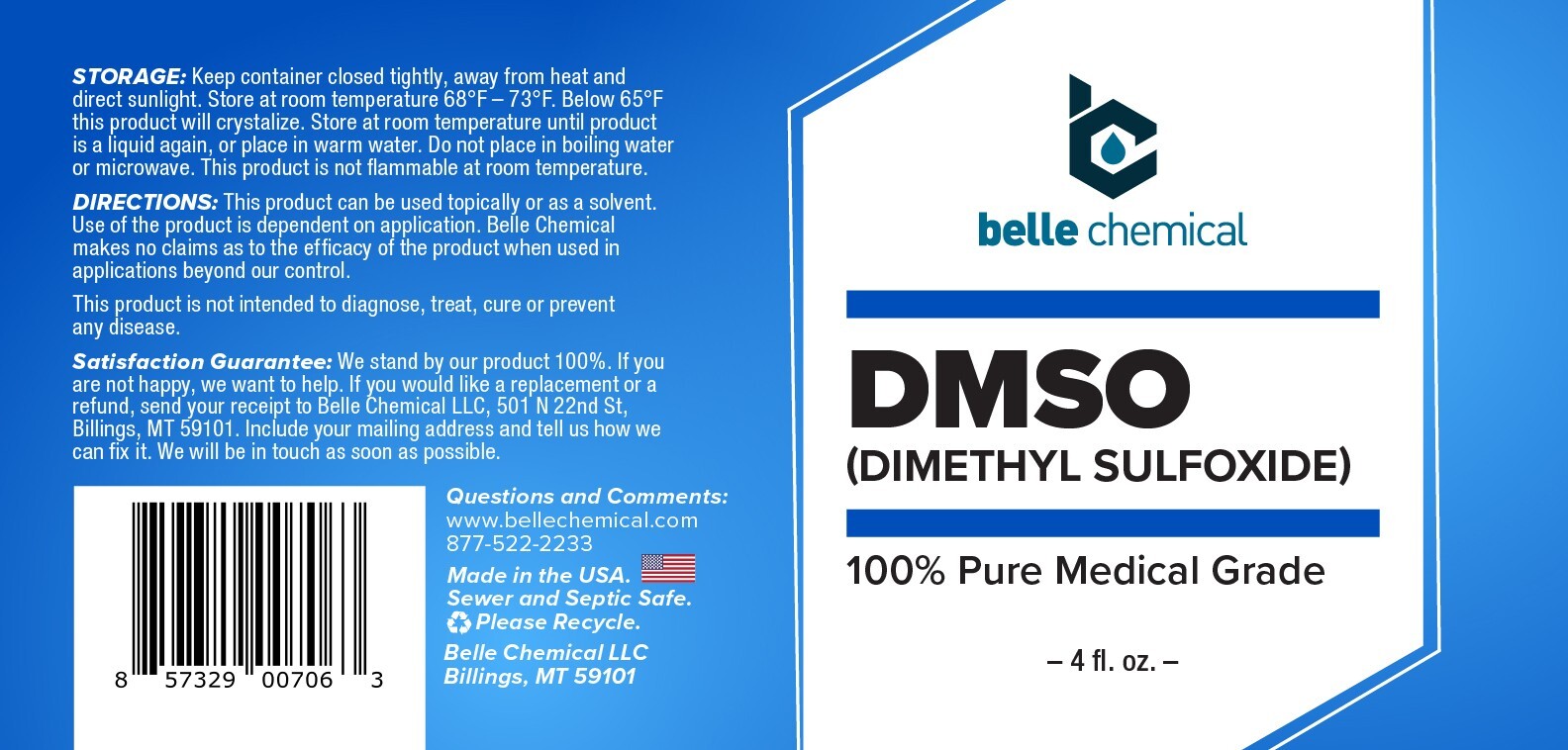 DMSO Liquid 100% Pharmaceutical Grade Dimethyl Sulfoxide - Glass Bottle 4 oz