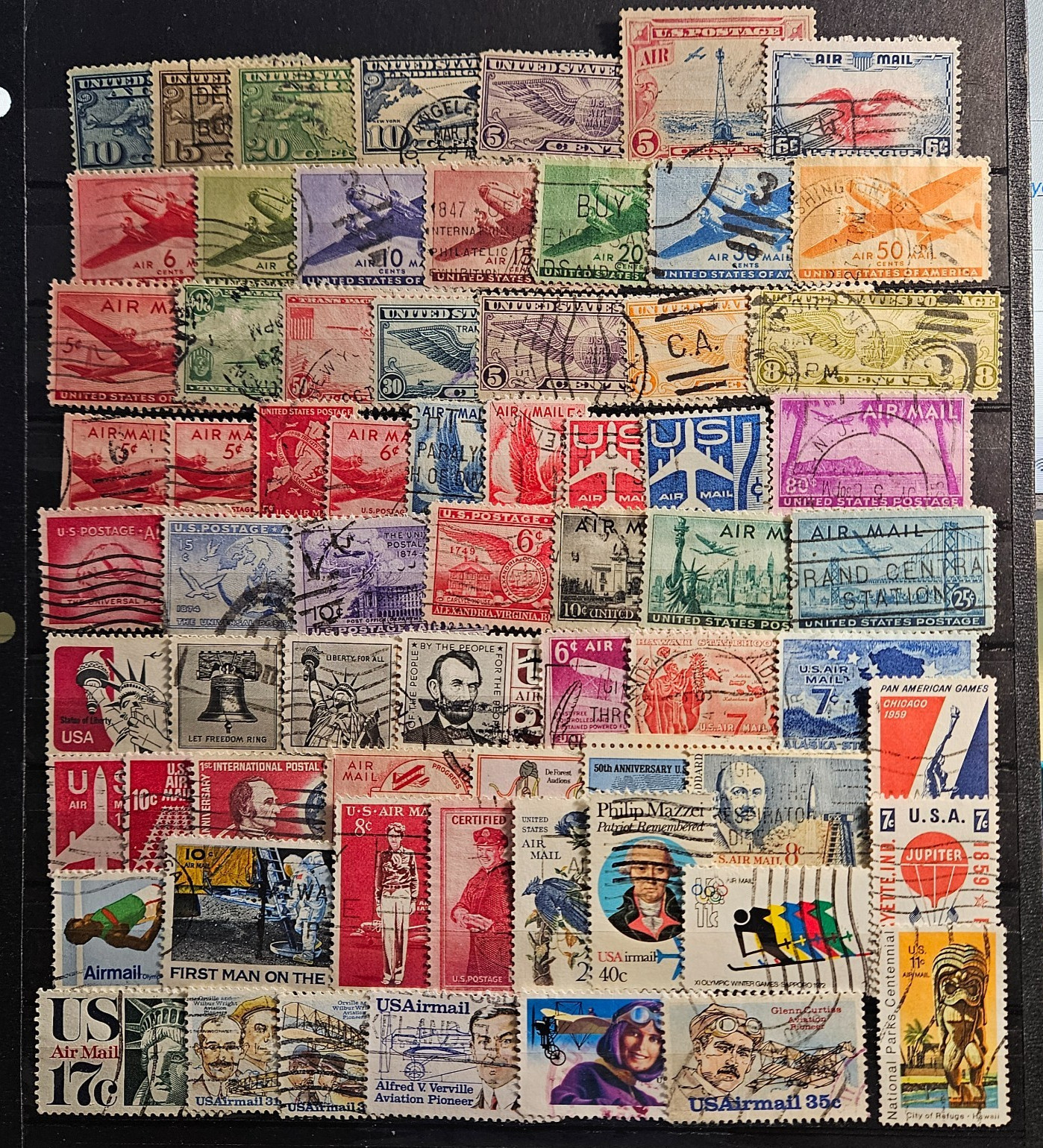 US Air Mail Selection of 67 stamps, Used VF CV$1.99 (60405)