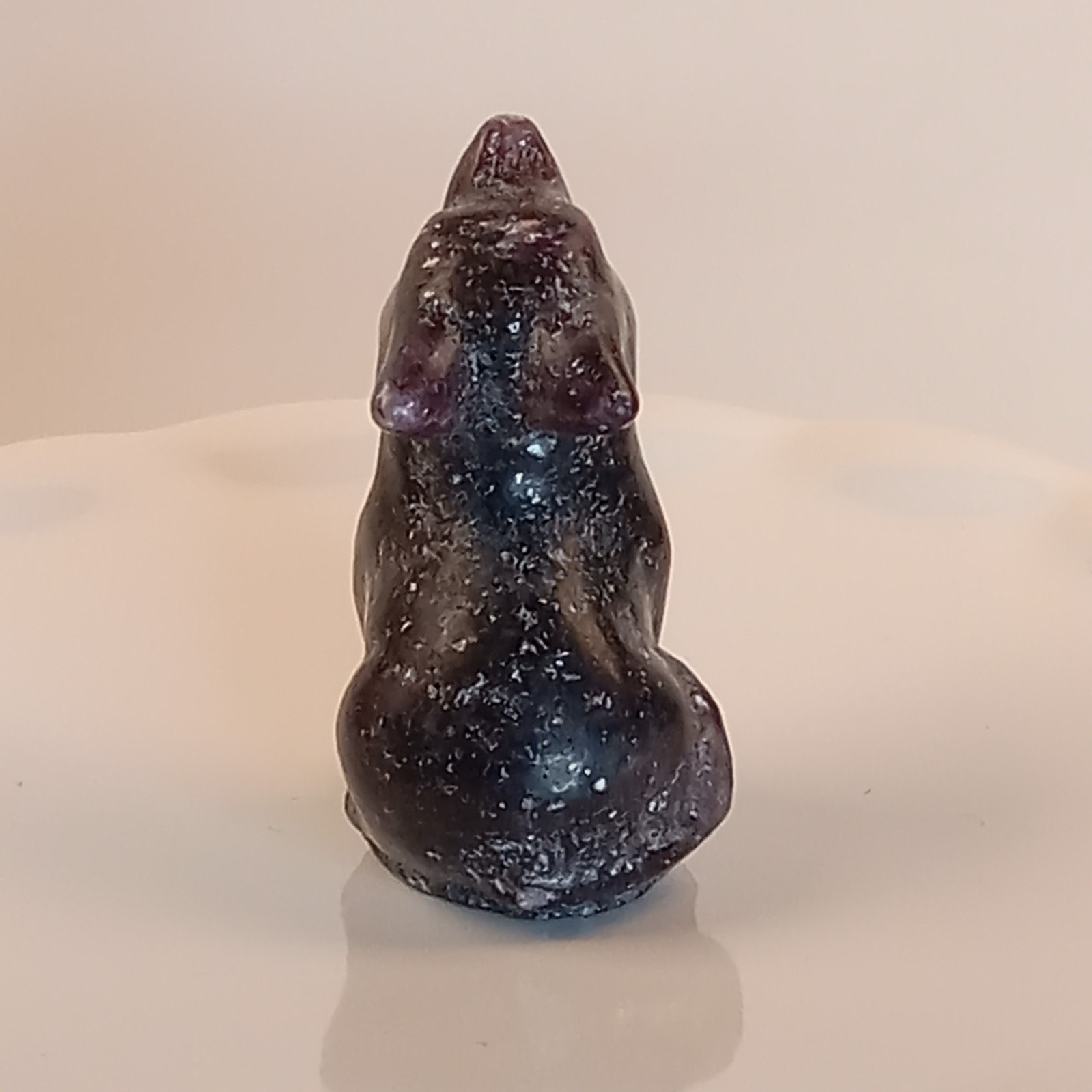 Lepidolite Crystal Wolf Carving Purple Polished Animal 27g | F37