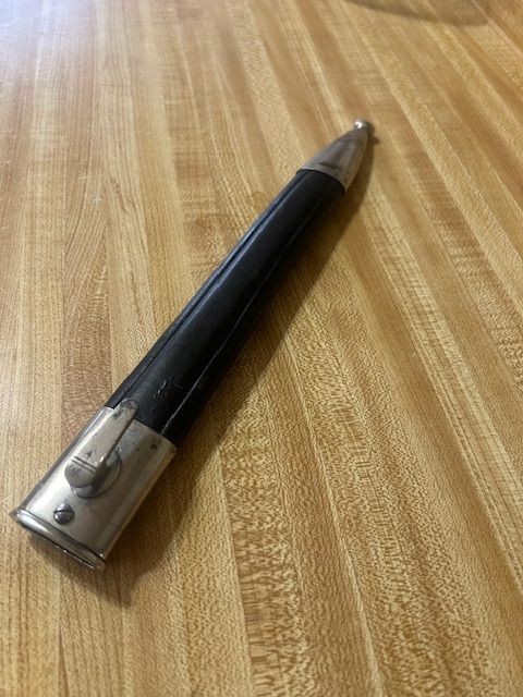 Leather & Nickeled Steel Dress Scabbard- Dress Bayonet or Police Dagger-Nice
