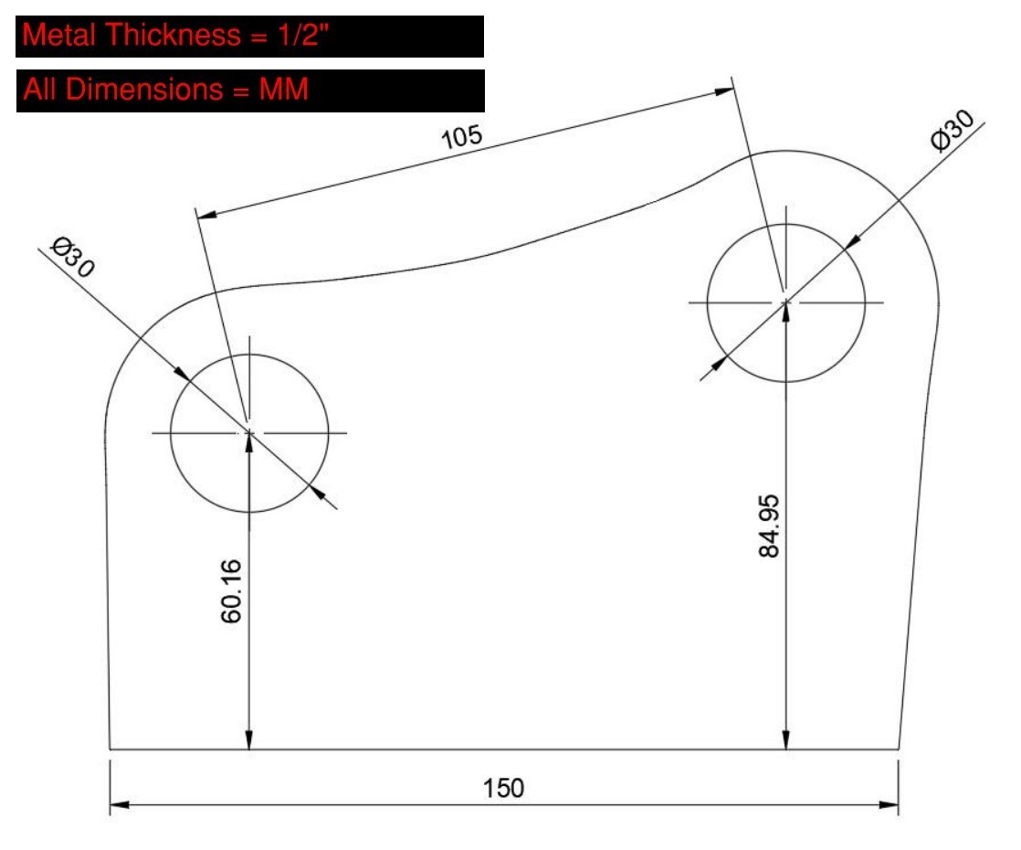 Chinese Mini Excavator Bucket / Attachment Ears – Fits 30mm Pins - Weld On
