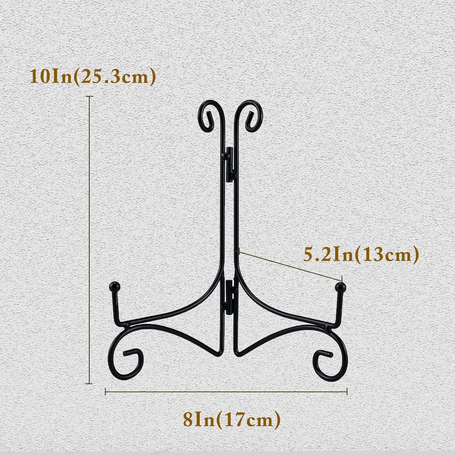 Black Iron Plate Stand, 10 Inch Plate Holder for Display, Small Metal Plate Disp