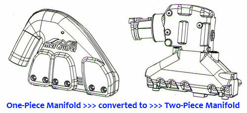 MerCruiser V6 One-Piece Exhaust Manifold riser Conversion 4.3 elbow kit set elbo