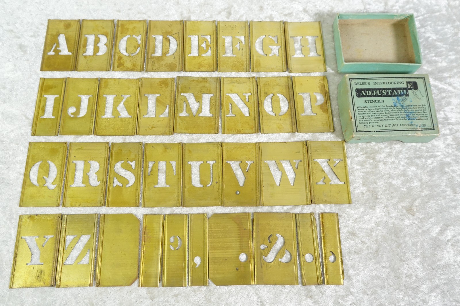 Reese's Brass Interlocking Adjustable Stencils 1" A-Z Letters Spacers & Symbols