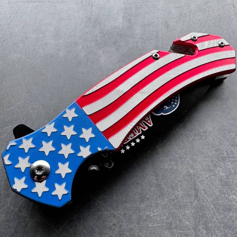 USA American Flag Patriotic "250 Years" Spring Assisted Folding Pocket Knife EDC