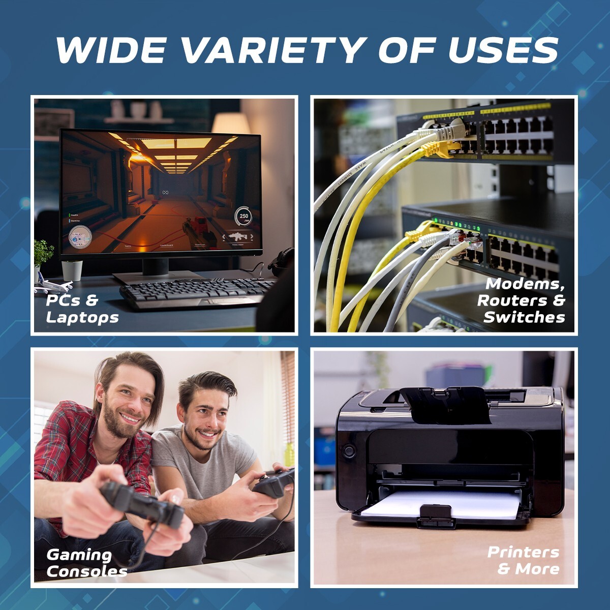 CAT6 Black Patch Cord Network Ethernet Cable LAN RJ45 UTP 25FT- 200FT Multi LOT