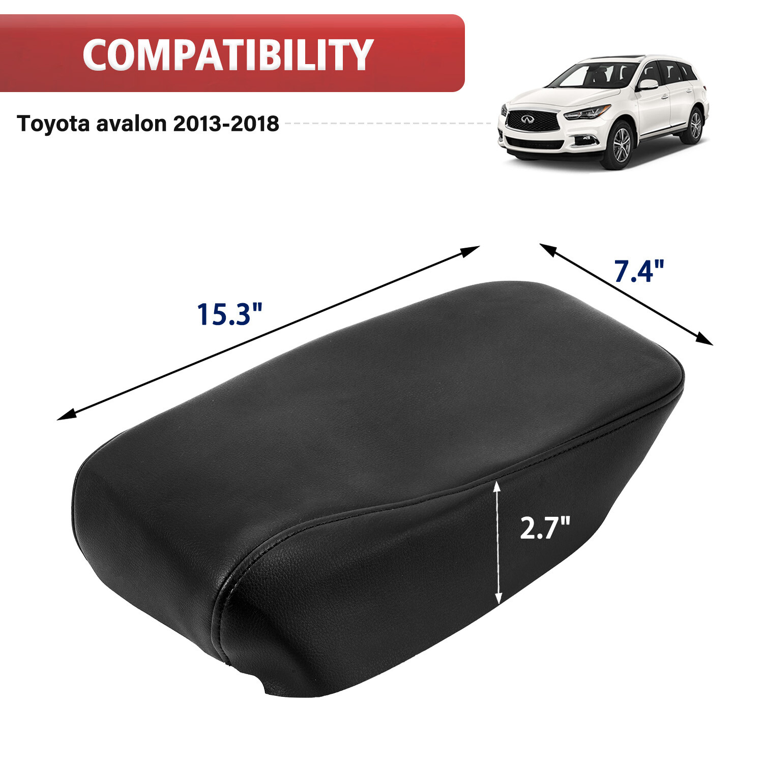 Fits 2013-2018 Toyota Avalon Console Lid Armrest & Door Panel Cover Trim Black