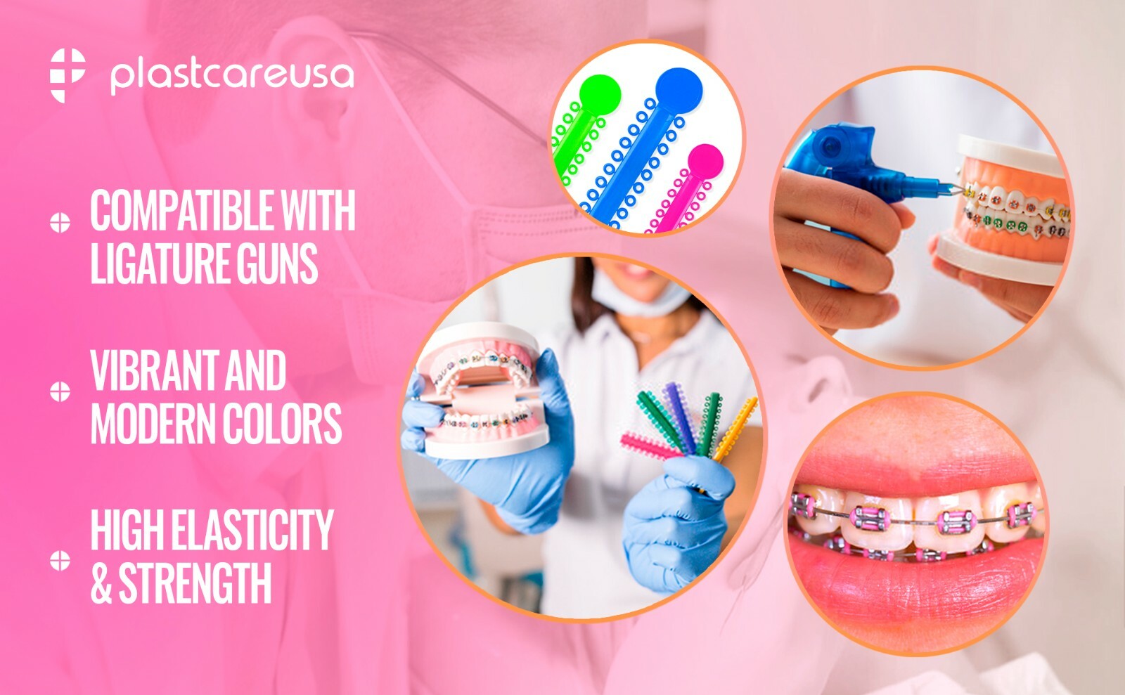 Ligature Gun & 1040 Bands Kit for Orthodontic Dental Teeth Braces Brackets USA