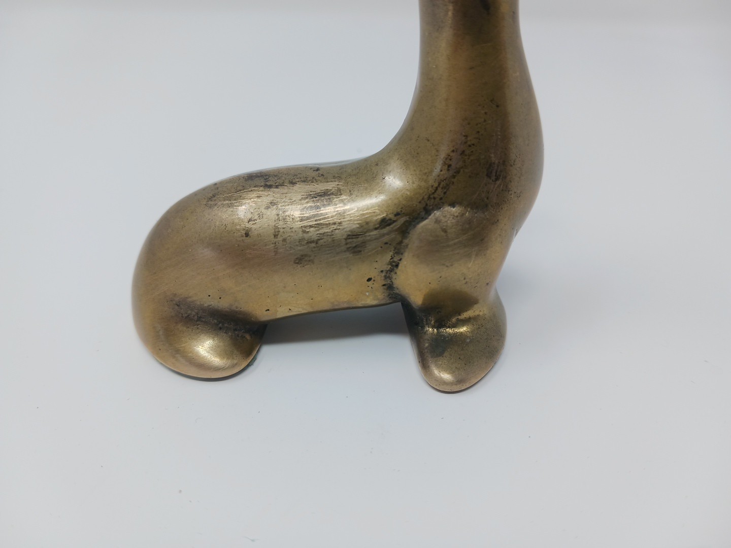 Vintage Seal / Sea Lion Solid Brass Statue Figurine Paperweight 3” Tall MCM