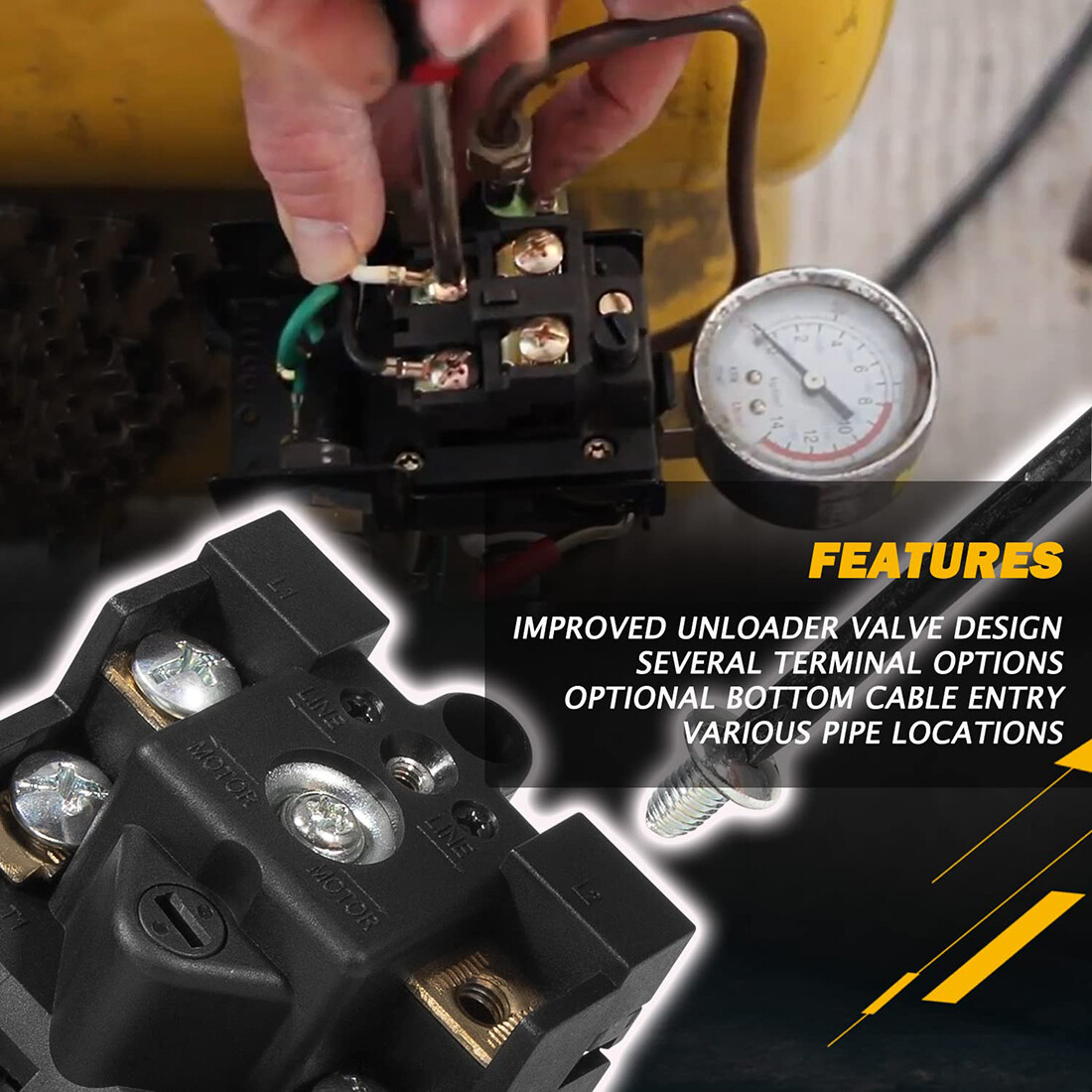 For Ingersoll Rand 23474661-C Pressure Switch Air Compressor SS3 & SS5 95-125PSI