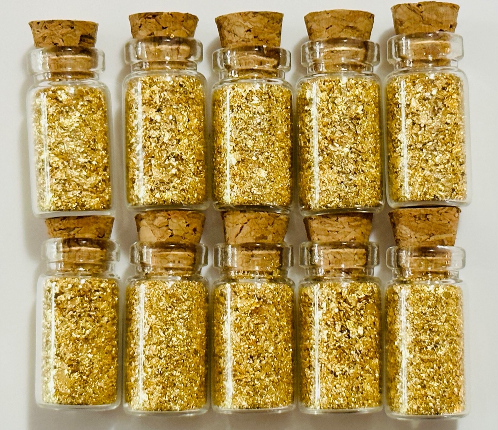 10 Glass Bottles of Gold Flakes...1ml... Lowest Price online !!