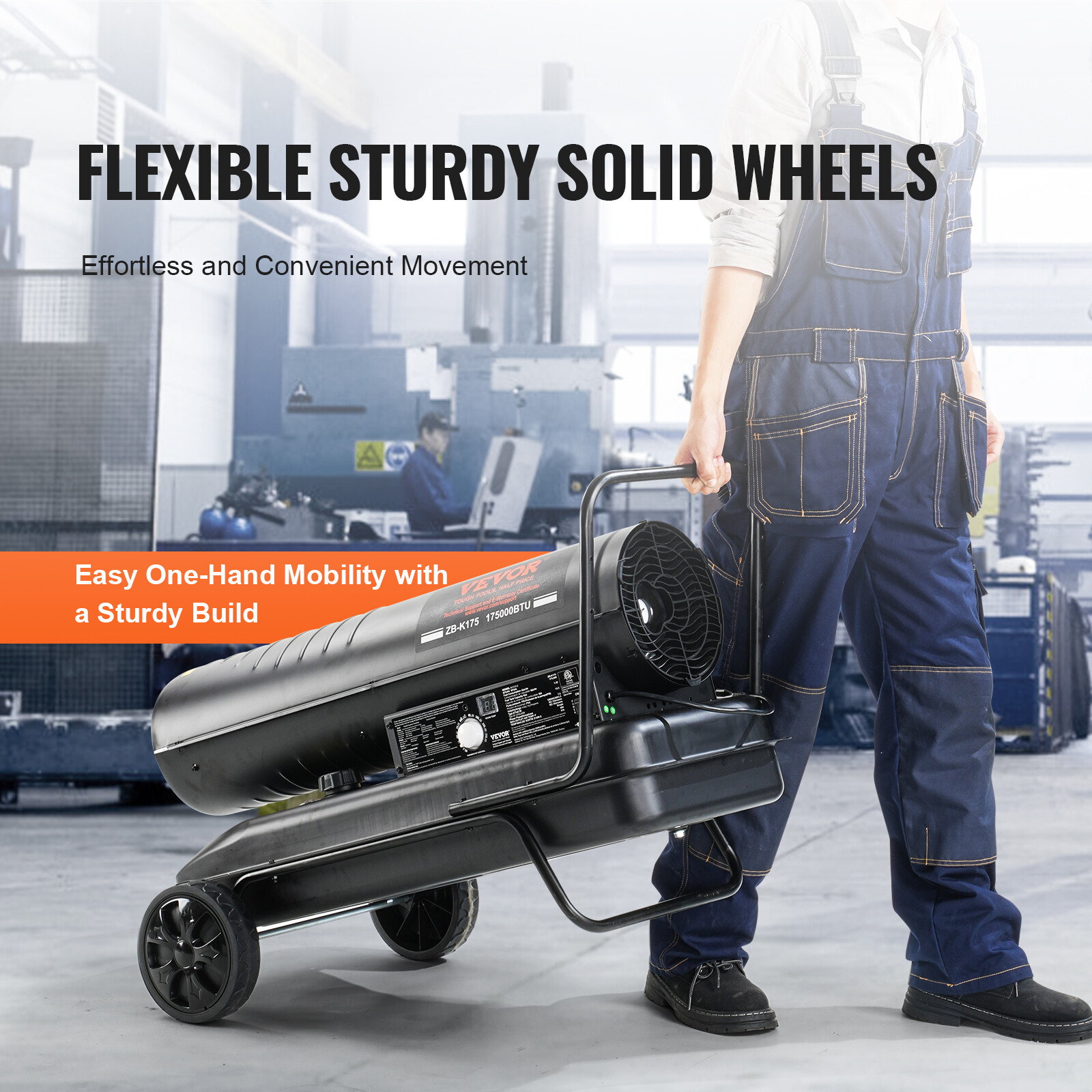 VEVOR Portable Kerosene Forced Air Heater 175000 BTU Indoor Outdoor 13.2gal Tank